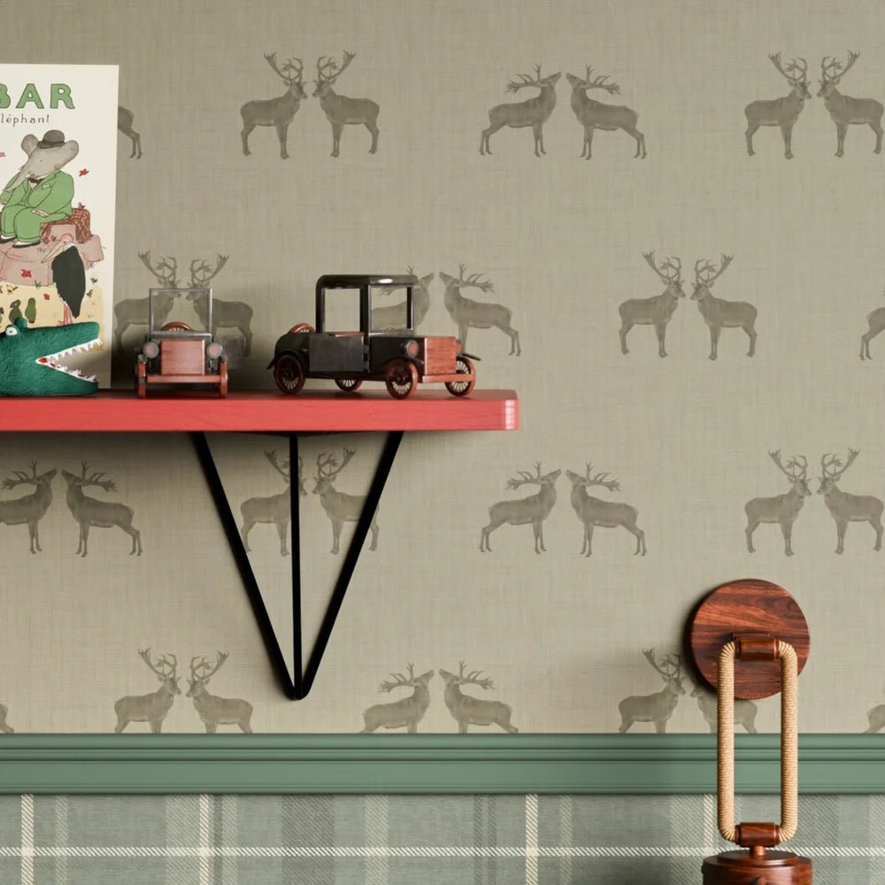 Majestic Stag Wallpaper - Warm Grey - LAN100250 - Lucie Annabel - Premier Wallcovering