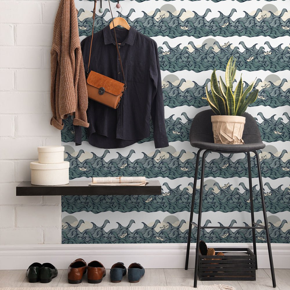Making Waves Wallpaper - Sea Grey - Lust Home - LH900068 - Premier Wallcovering