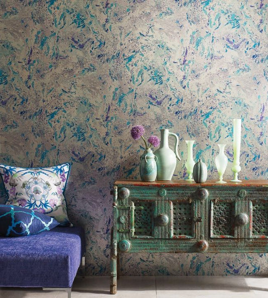 Makrana Wallpaper - 
Saffron/Turquoise - Matthew Williamson - W6956-03 - Premier Wallcovering