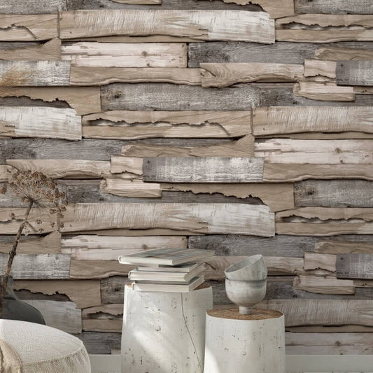 Malay Wood Panel Wallpaper - Natural - Grandeco - WL1002 - Premier Wallcovering