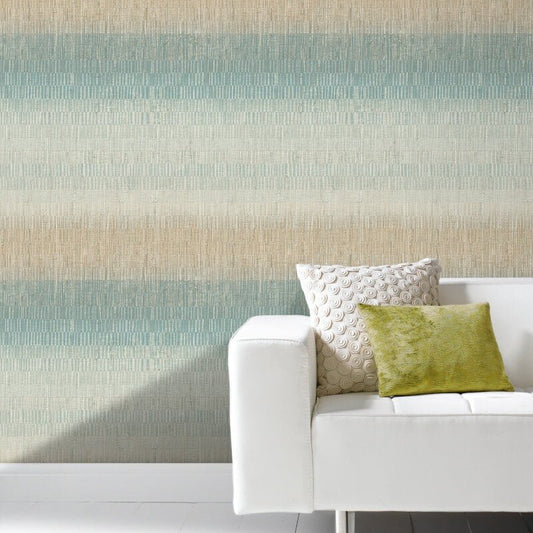 Malibu Stripe Effect Wallpaper - Aqua - Grandeco - A51201 - Premier Wallcovering