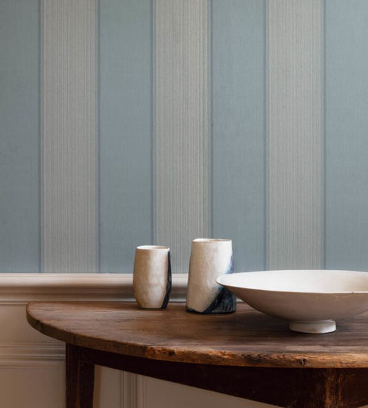 Mallory Stripe Wallpaper - Navy - Colefax & Fowler - 07188 - 06 - Premier Wallcovering