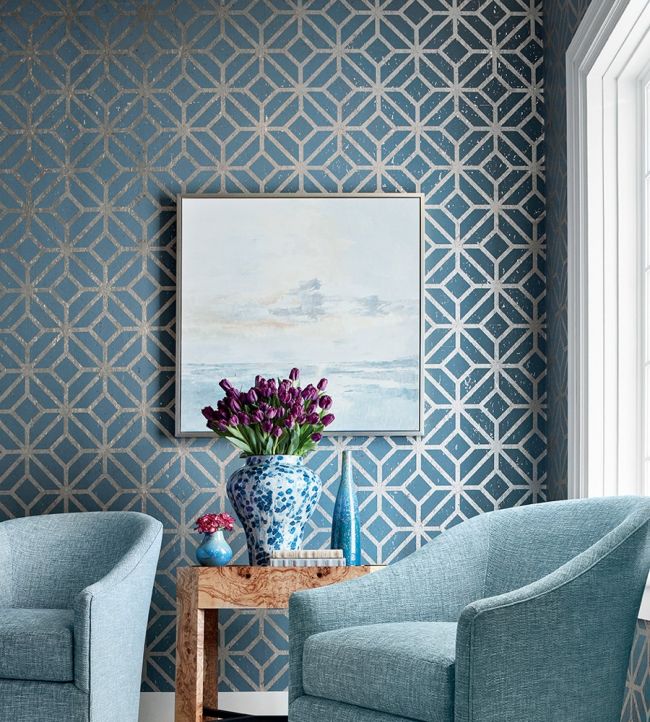 Mamora Trellis Cork Wallpaper - White on Metallic Blush - Thibaut - T10409 - Premier Wallcovering