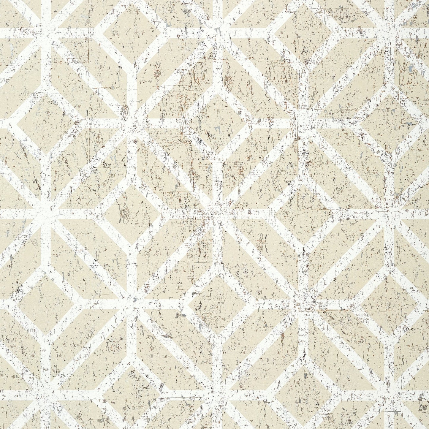 Mamora Trellis Cork Wallpaper - Beige on White - Thibaut - T10412 - Premier Wallcovering