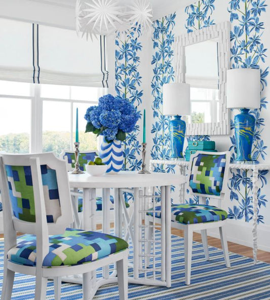 Mangrove Tree Wallpaper - Blue & White - Thibaut - T45032 - Premier Wallcovering