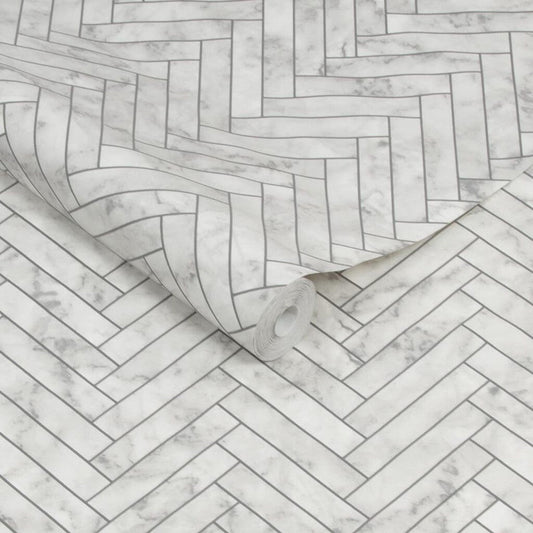 Marble Chevron Tile Wallpaper - Contour - 112644 - Premier Wallcovering