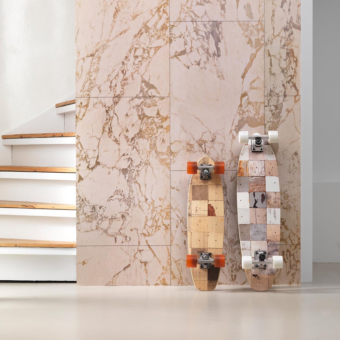Marble Tiles Wallpaper - Beige - NLXL - PHM - 61 - Premier Wallcovering