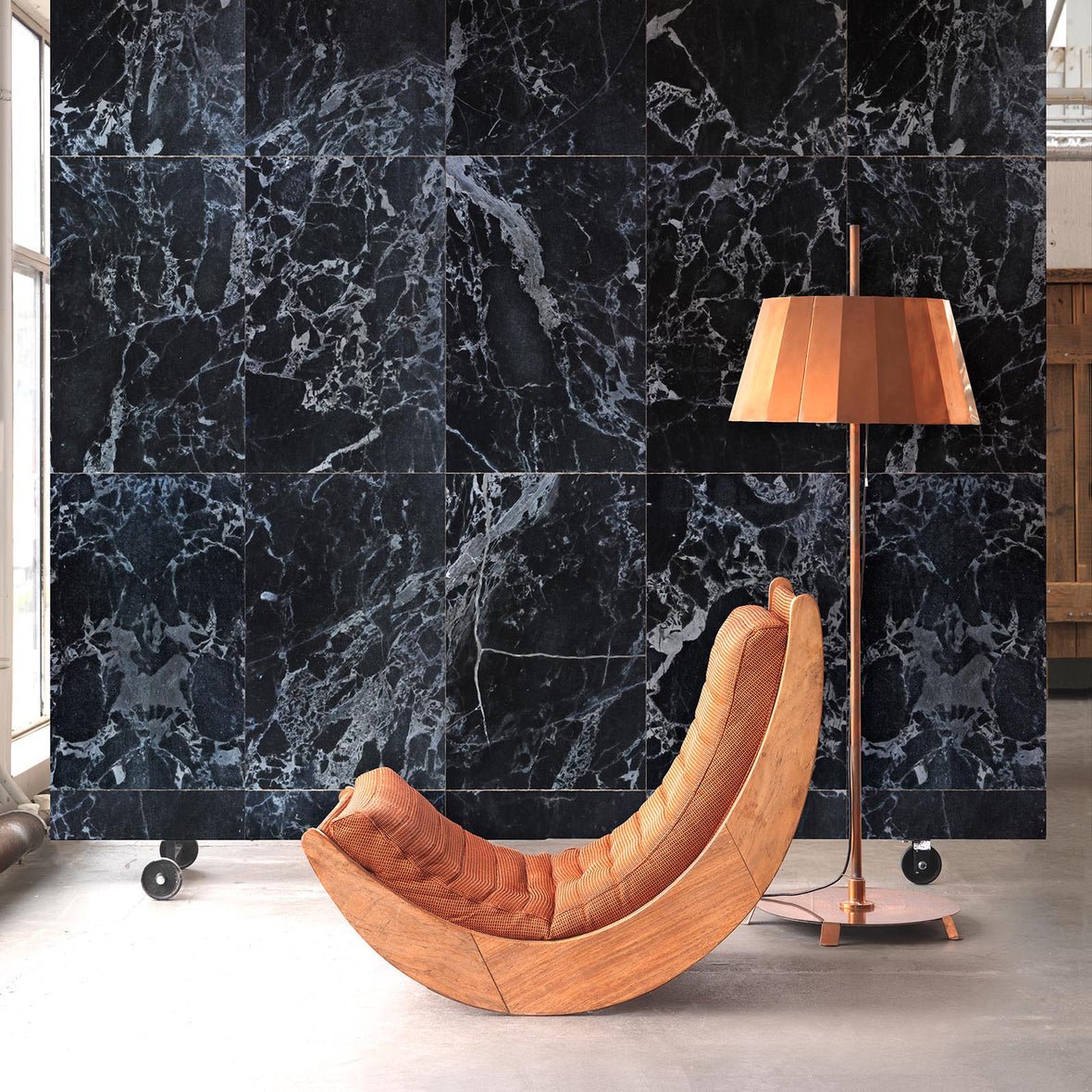 Marble Tiles Wallpaper - Black - NLXL - PHM - 51 - Premier Wallcovering