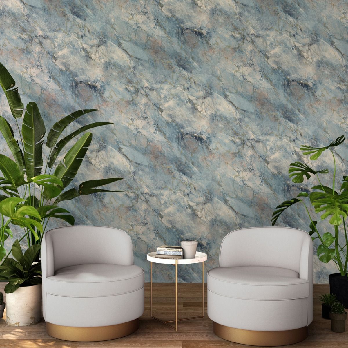 Marble Wallpaper - Blue - Belgravia - 6164 - Premier Wallcovering