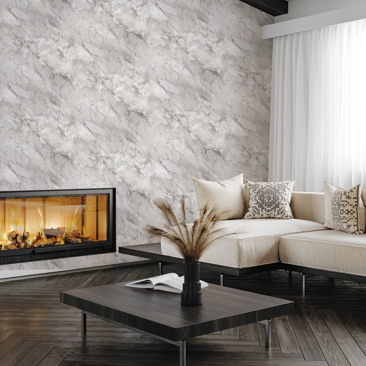 Marble Wallpaper - Grey - Belgravia - 6162 - Premier Wallcovering