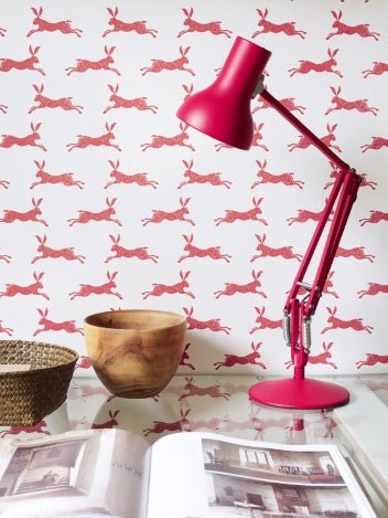 March Hare Wallpaper - Red - J135W - 01 - Jane Churchill - Premier Wallcovering