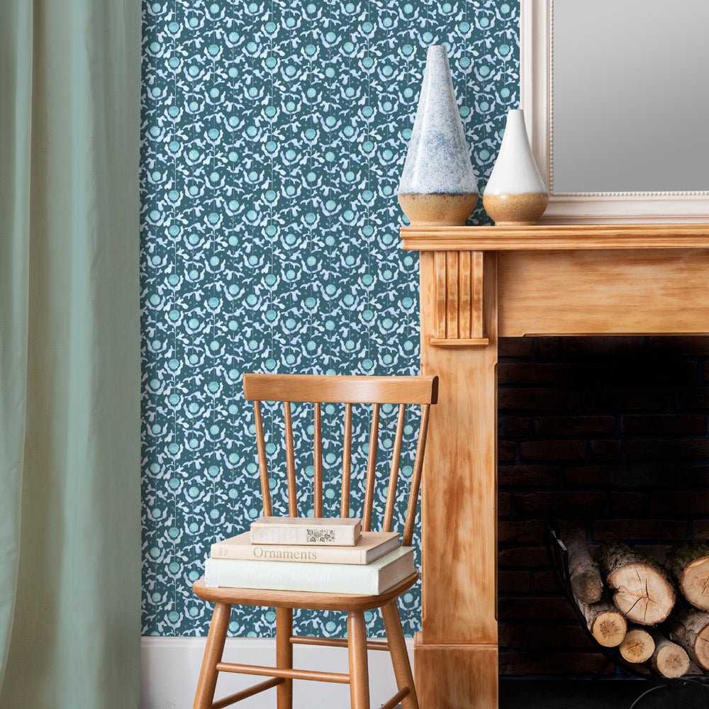 Mariani Wallpaper - Teal - Voyage Maison - MARIANI/WPO/TEA - Premier Wallcovering