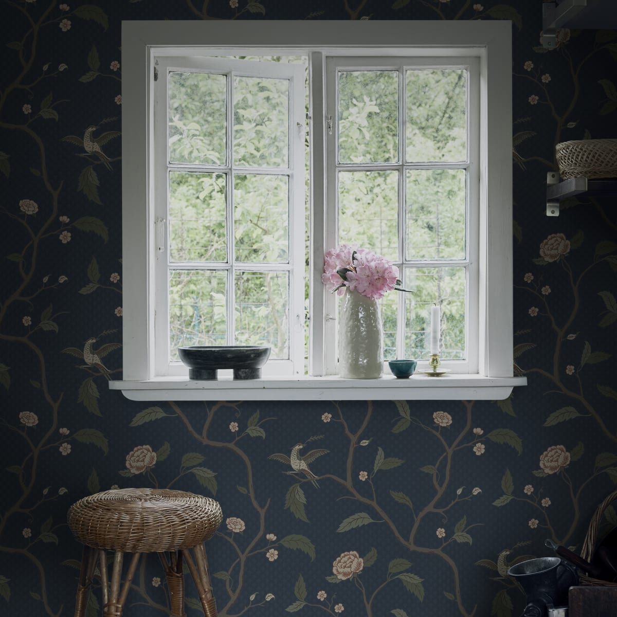 Marianne Wallpaper - Midnight Blue - Sandberg - S10233 - Premier Wallcovering