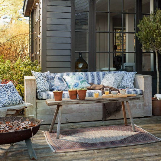 Marigold Outdoor Fabric - Indigo - Morris & Co - 227105 - Premier Wallcovering