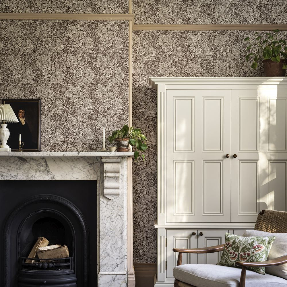Marigold Wallpaper - Chocolate - 217398 - Morris Wallpaper WD - Premier Wallcovering