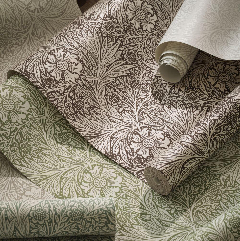 Marigold Wallpaper - Chocolate - 217398 - Morris Wallpaper WD - Premier Wallcovering