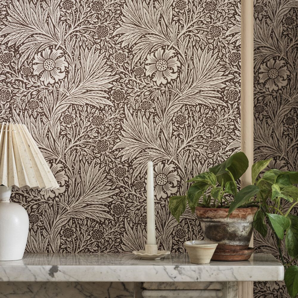 Marigold Wallpaper - Chocolate - 217398 - Morris Wallpaper WD - Premier Wallcovering
