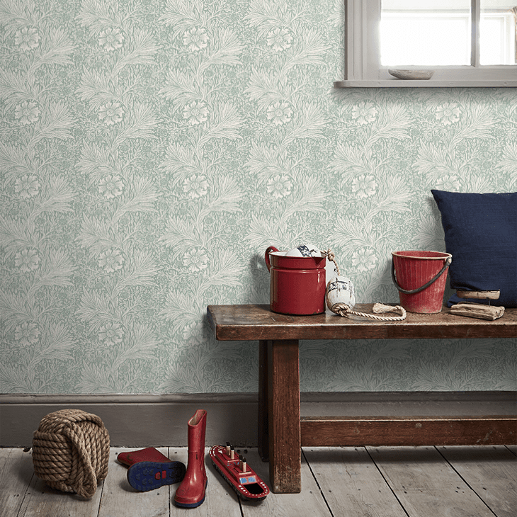 Marigold Wallpaper - Soft Teal - 217396 - Morris Wallpaper WD - Premier Wallcovering
