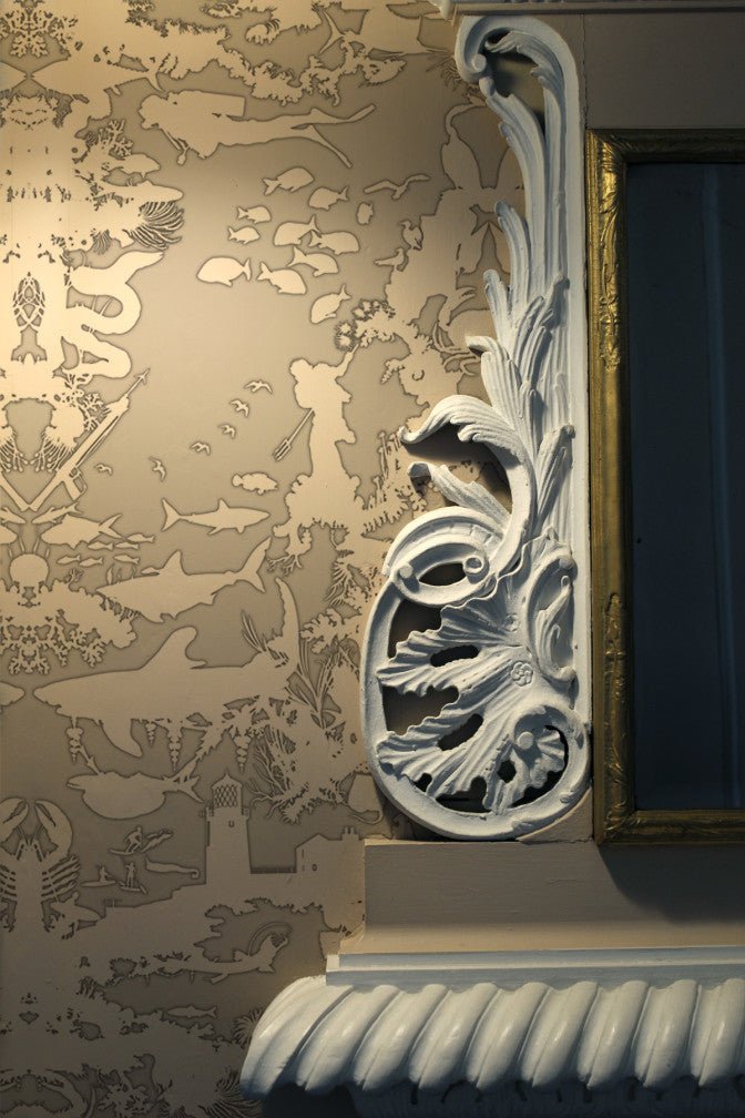Marine Toile Wallpaper - Grey - Timorous Beasties - TB/MTOIL/FIB/04 - Premier Wallcovering