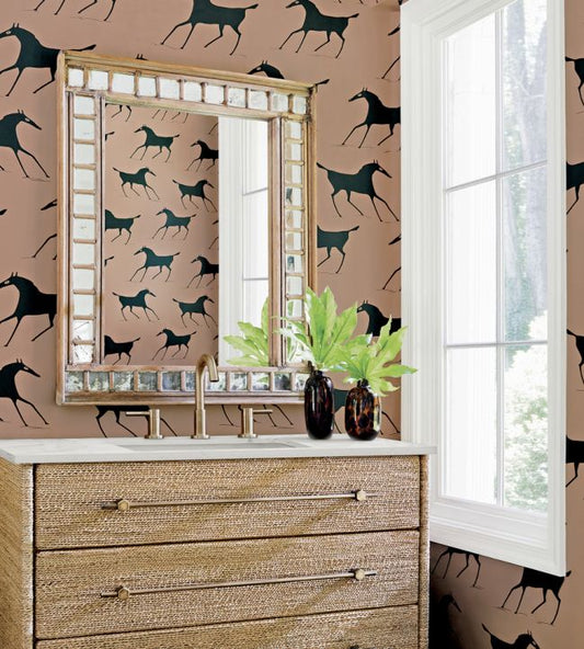 Marlborough Downs Wallpaper - Black & White - Thibaut - T13263 - Premier Wallcovering