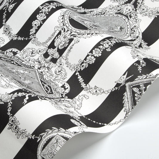 Marlborough Stripe Wallpaper - Black - Timothy Wilman - TW2454 - Premier Wallcovering