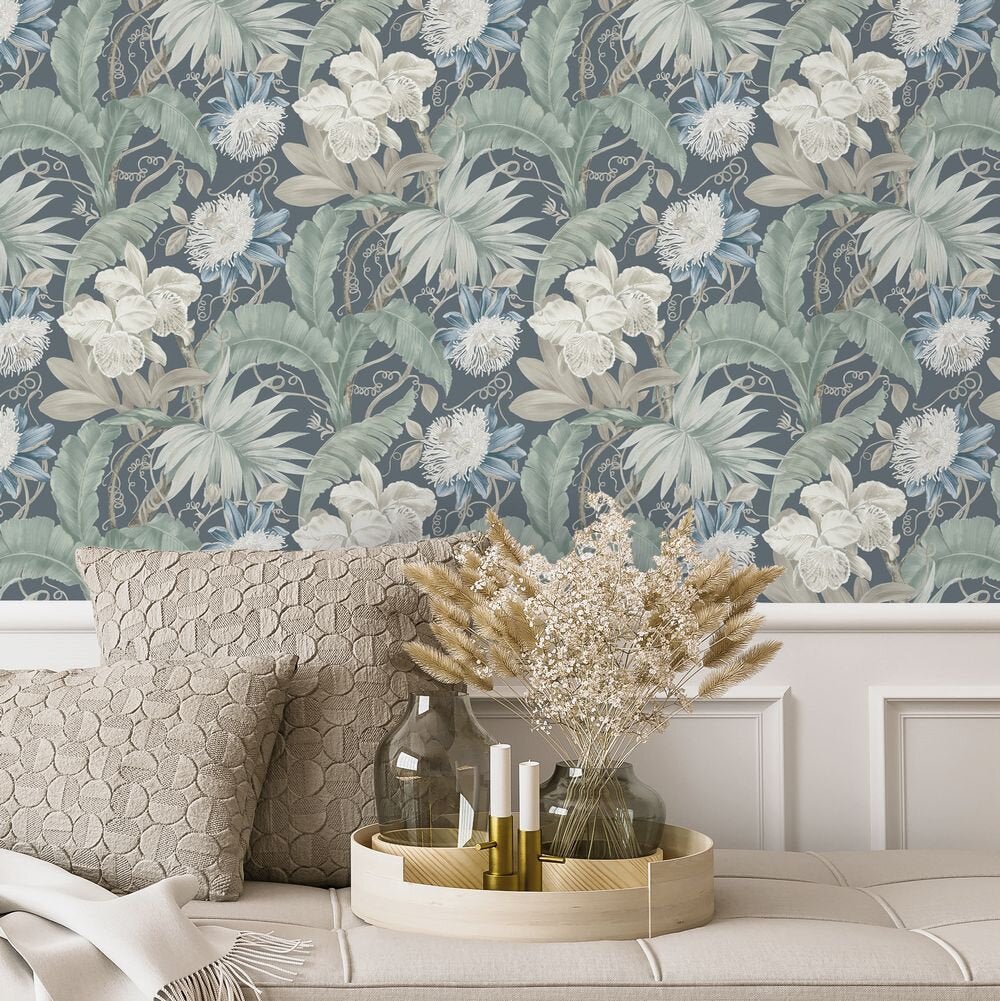 Marwood Wallpaper - Mid Blue - Timothy Wilman - TW2551 - Premier Wallcovering