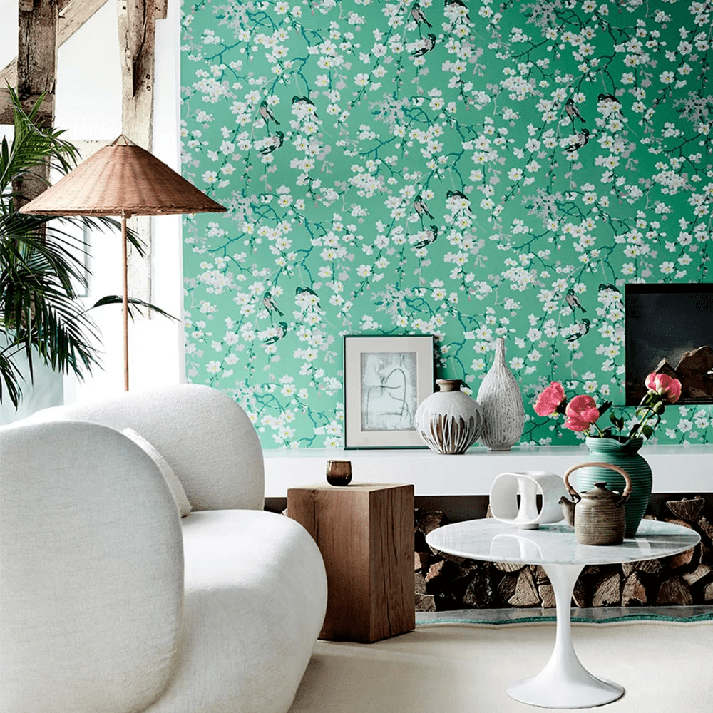 Massingberd Blossom Wallpaper - Verditer - Little Greene - 0260MAVERDI - Premier Wallcovering