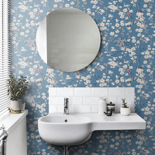 Massingberd Blossom Wallpaper - Deep Blue - Little Greene - 0260MADEEPZ - Premier Wallcovering