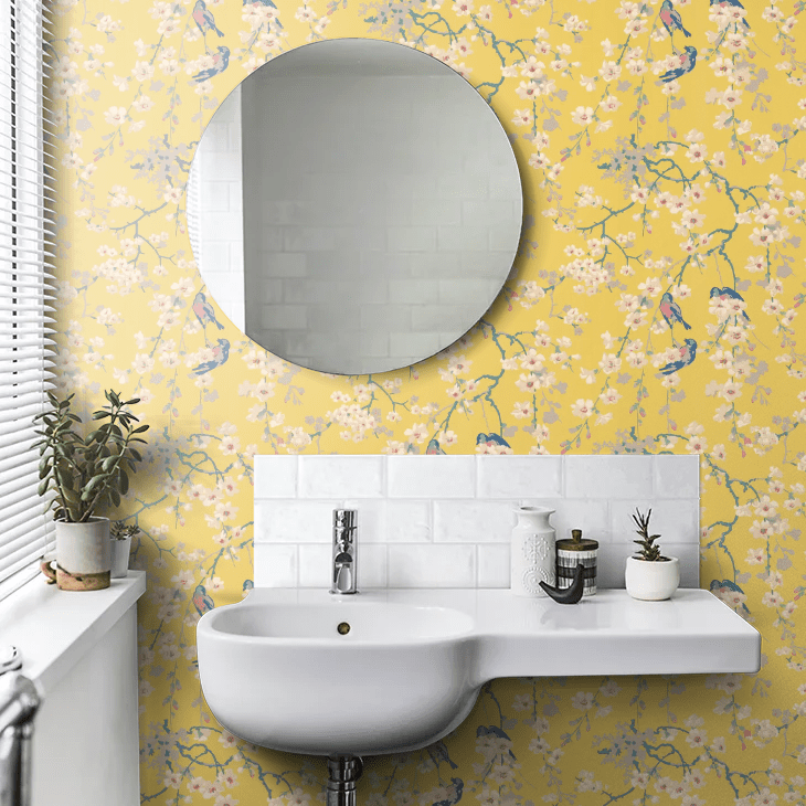 Massingberd Blossom Wallpaper - Yellow - Little Greene - 0260MAYELLO - Premier Wallcovering