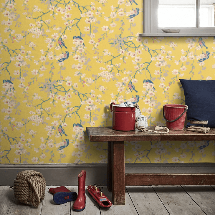 Massingberd Blossom Wallpaper - Yellow - Little Greene - 0260MAYELLO - Premier Wallcovering