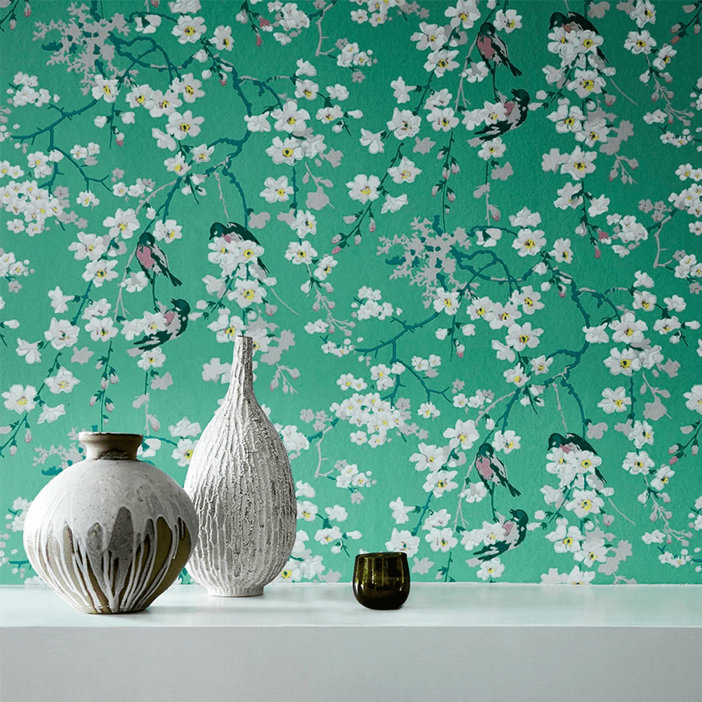 Massingberd Blossom Wallpaper - Verditer - Little Greene - 0260MAVERDI - Premier Wallcovering