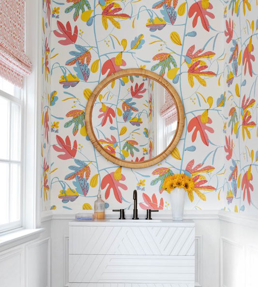 Matisse Leaf Wallpaper - Black & Green - Thibaut - T16208 - Premier Wallcovering