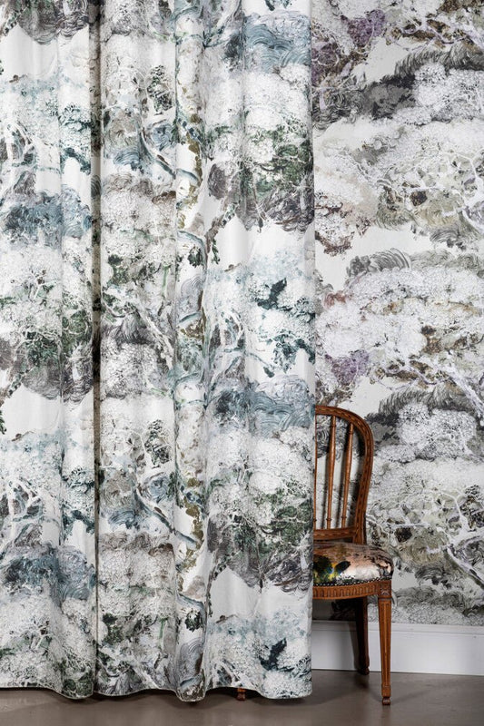 Matzu Tree Fabric - Blue Tint Drizzles - Timorous Beasties - DIGIP/MATZ/LU/01 - Premier Wallcovering