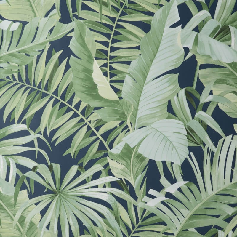 Maui Tropical Wallpaper - Navy Blue - Fine Décor - FD42851 - Premier Wallcovering