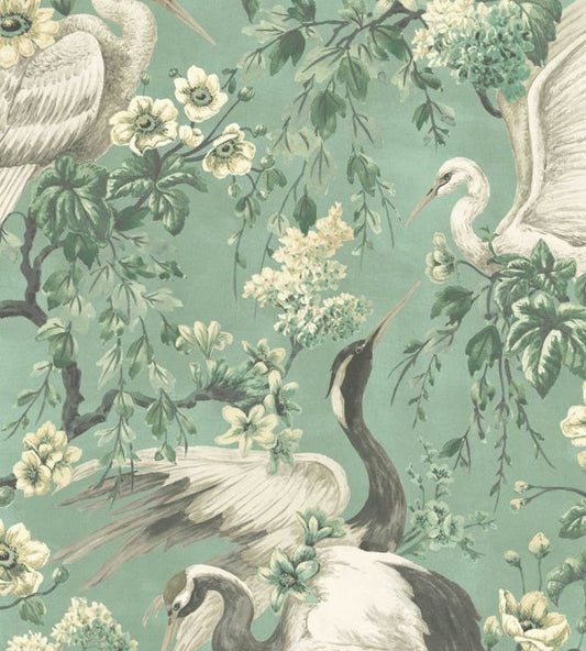 Maurice Fabric - Green Moss - Woodchip & Magnolia - WMF - 411 - 02VD - Premier Wallcovering