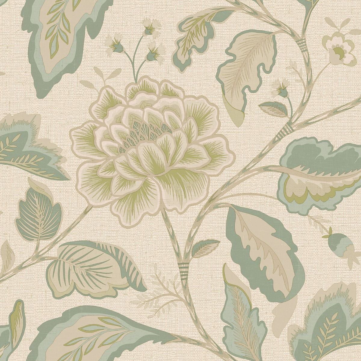 Maya Trail Vinyl Wallpaper - Sage/Cream - Belgravia - 1722 - Premier Wallcovering