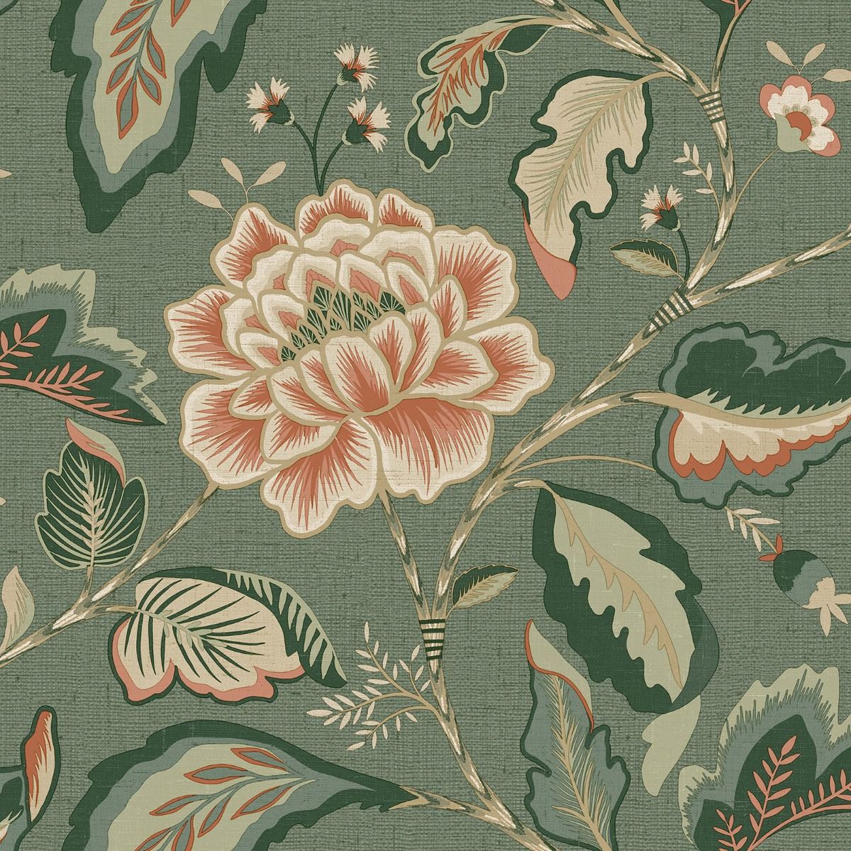 Maya Trail Vinyl Wallpaper - Green - Belgravia - 1721 - Premier Wallcovering