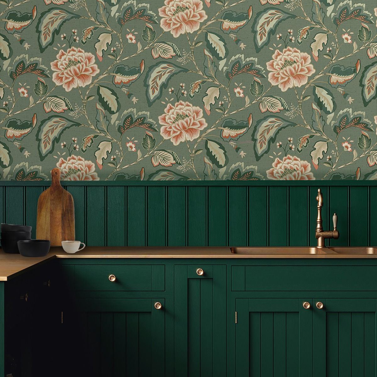 Maya Trail Vinyl Wallpaper - Green - Belgravia - 1721 - Premier Wallcovering