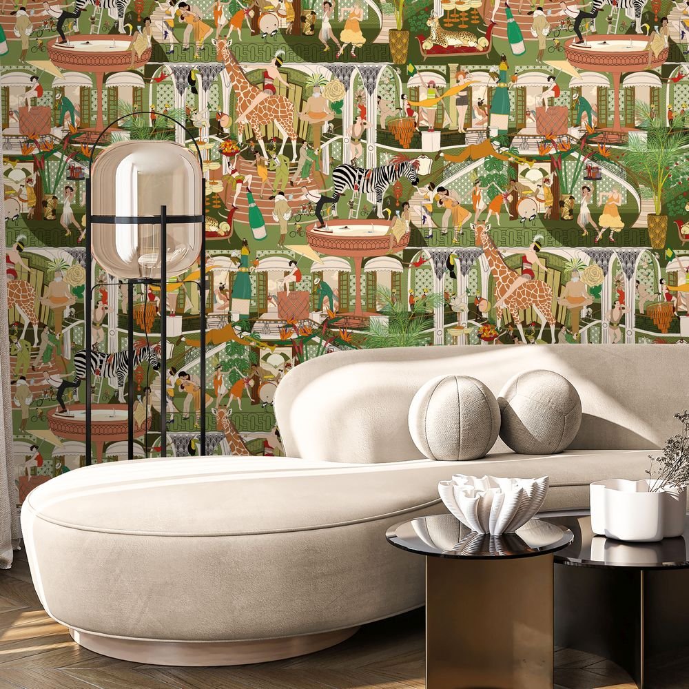 Mayhem Mansion Wallpaper - Vintage Olive - Brand McKenzie - BMGI006/06D - Premier Wallcovering