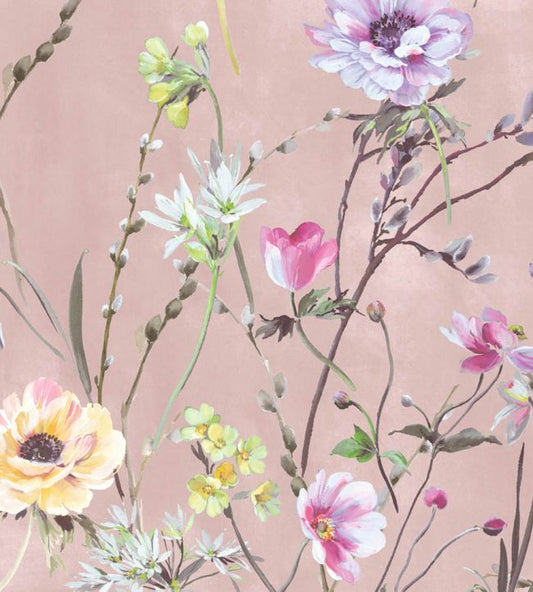 Maytime Fabric - Dusky Pink - Woodchip & Magnolia - WMF - 383 - 02VD - Premier Wallcovering