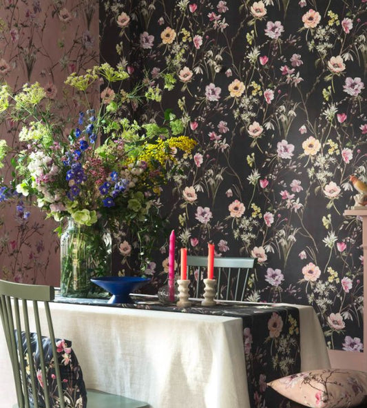 Maytime Wallpaper - Navy - Woodchip & Magnolia - WM - 383 - 01R - Premier Wallcovering