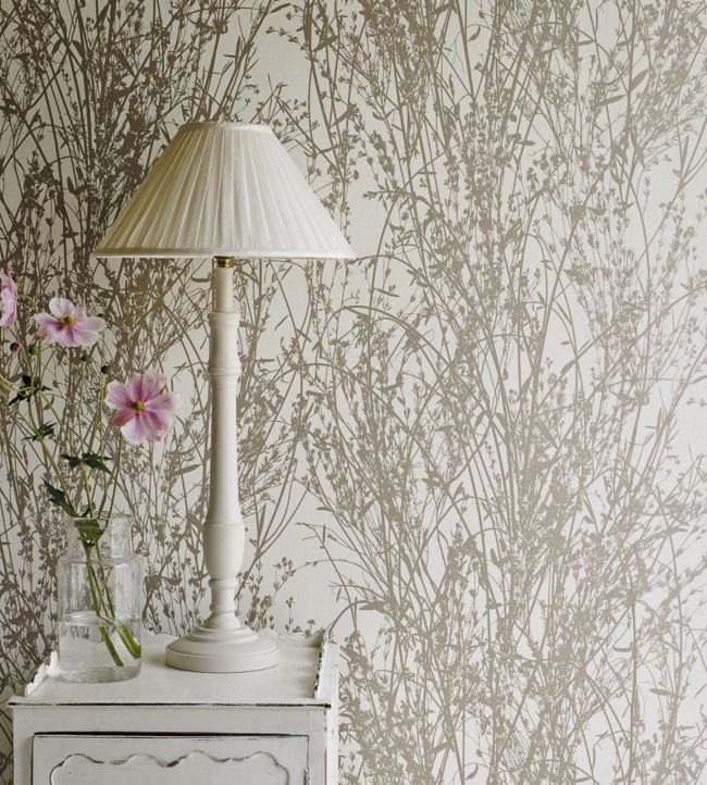 Meadow Canvas Wallpaper - White/Parchment - DWOW215695 - Sanderson - Premier Wallcovering