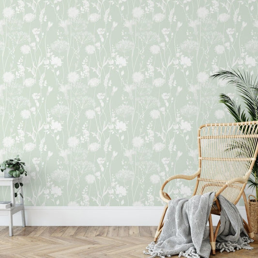 Meadowsweet Floral Wallpaper - Green - Catherine Lansfield - 165580 - Premier Wallcovering