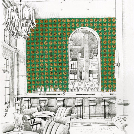 Medallion Wallpaper - Malachite/Gold - ZPLW312974 - Zoffany - Premier Wallcovering