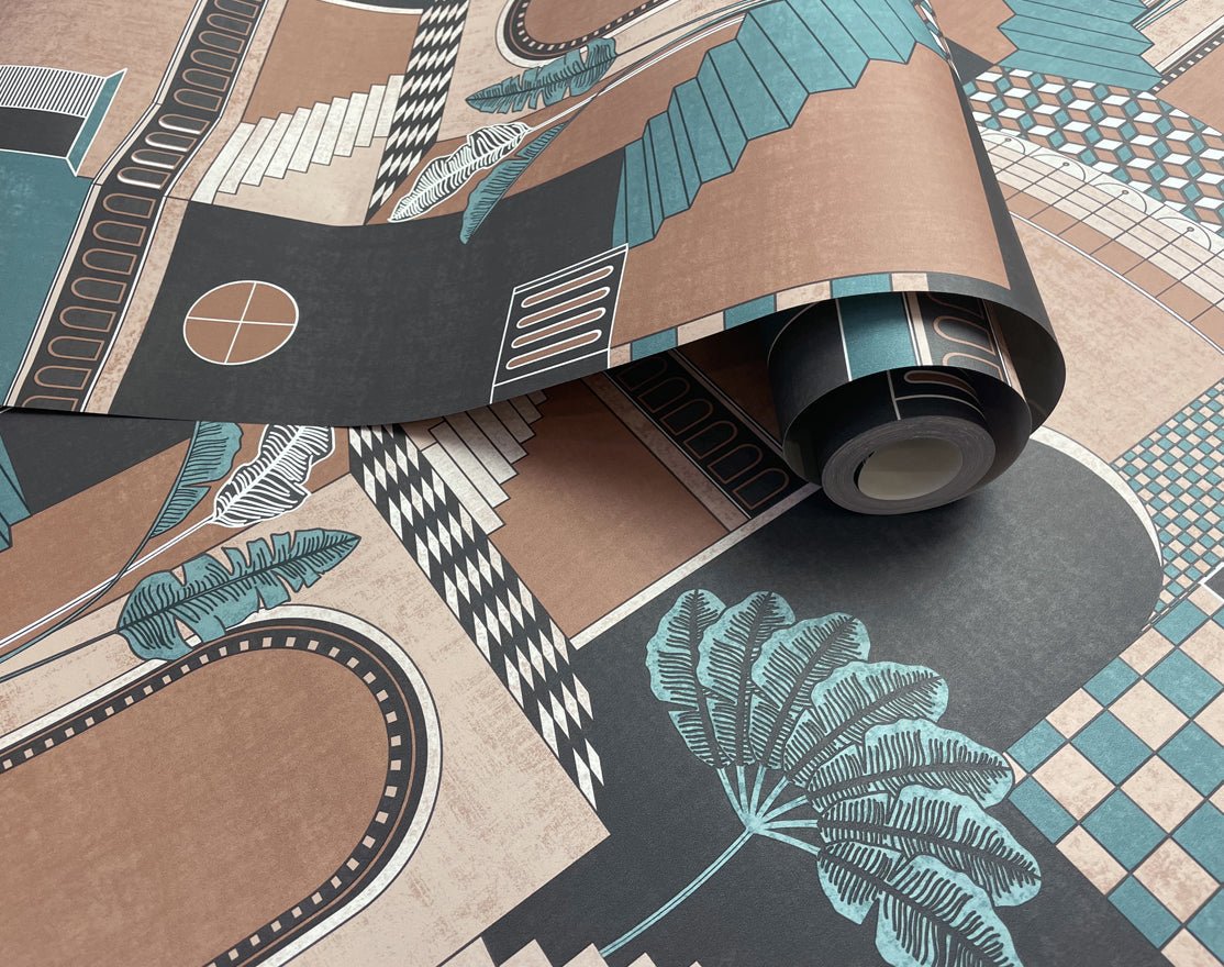 Medina Wallpaper - Orange/Teal - Holden Décor - 13101 - Premier Wallcovering