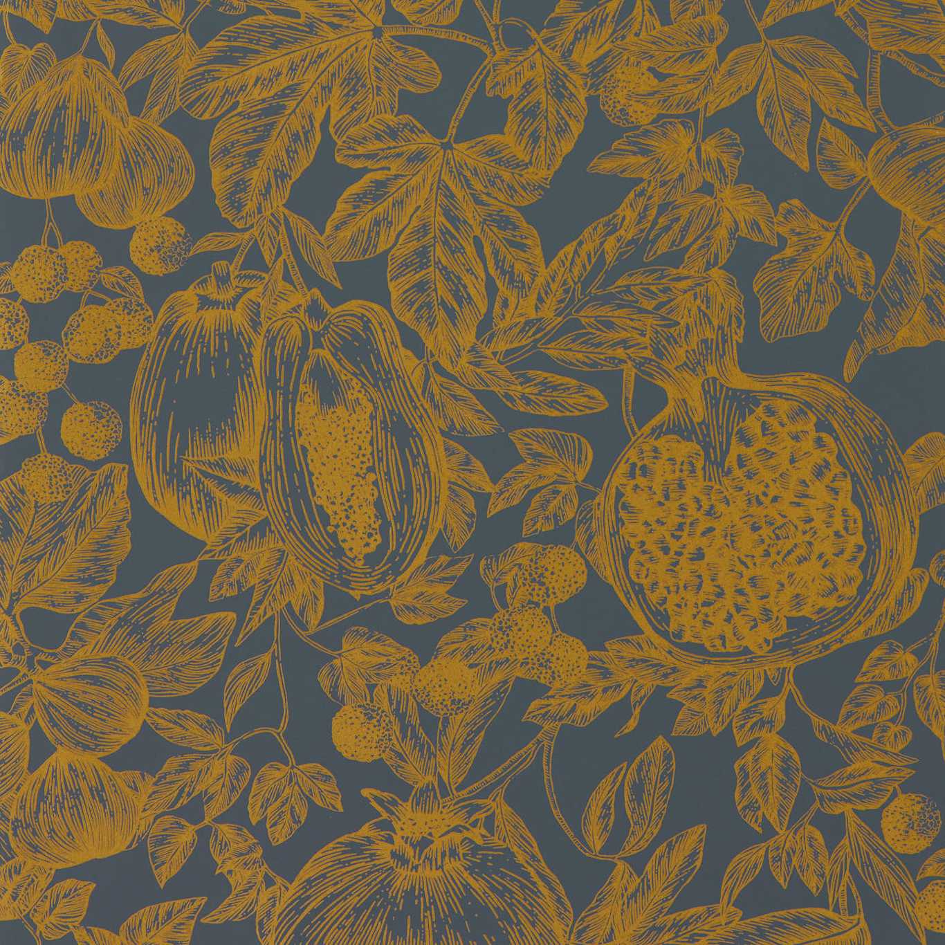 Melograno Wallpaper - Gold/Wild Water - HQN3112926 - Harlequin - Premier Wallcovering