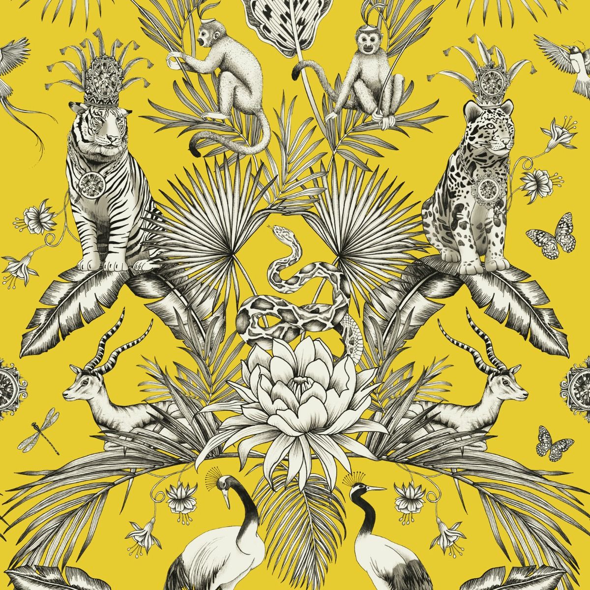 Menagerie Animal Luxe Wallpaper - Yellow - Belgravia - 2001 - Premier Wallcovering