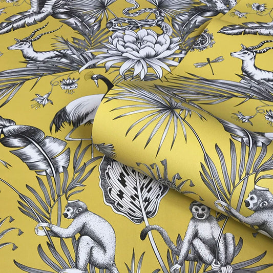 Menagerie Animal Luxe Wallpaper - Yellow - Belgravia - 2001 - Premier Wallcovering