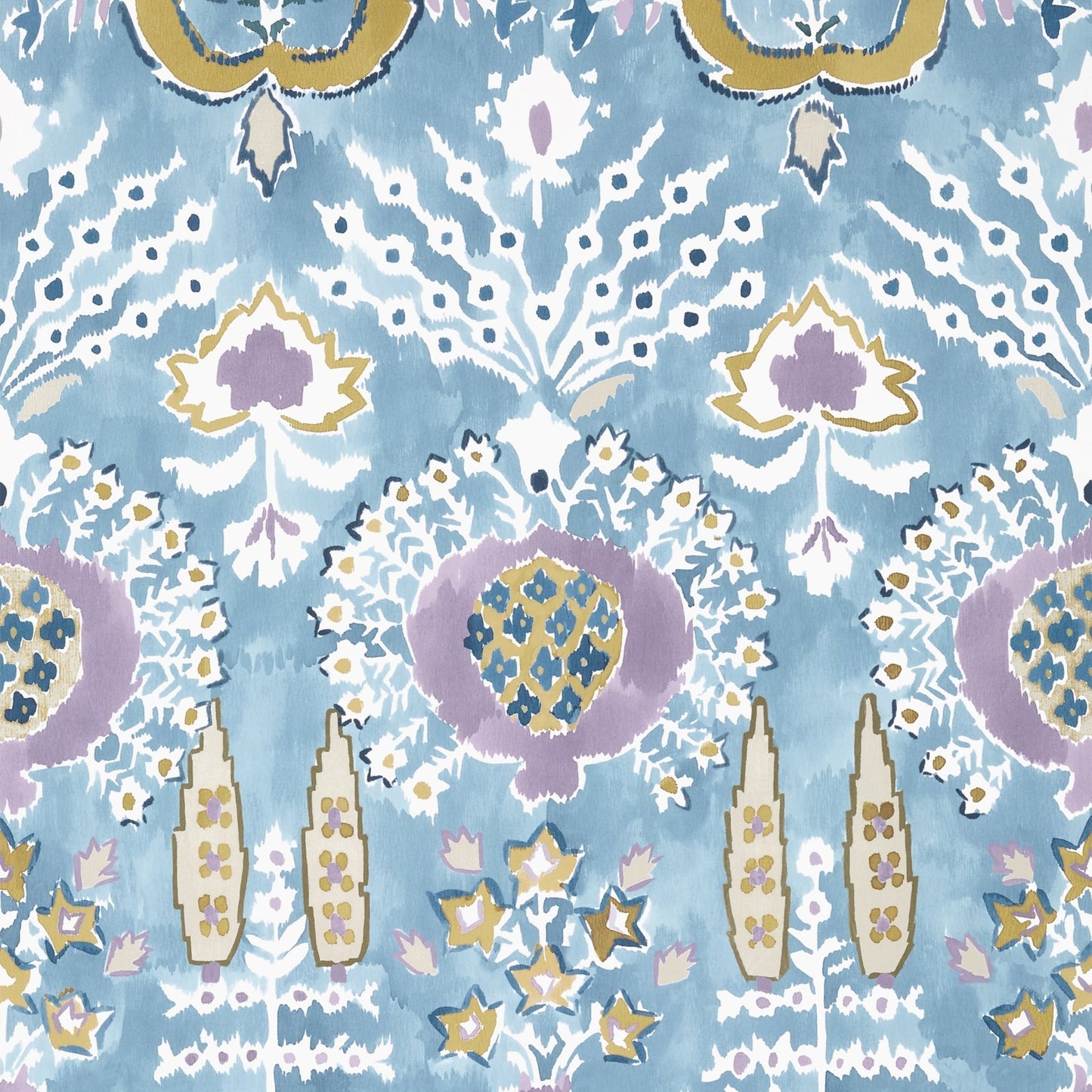 Mendoza Suzani Wallpaper - French Blue & Lavender - Thibaut - T16244 - Premier Wallcovering