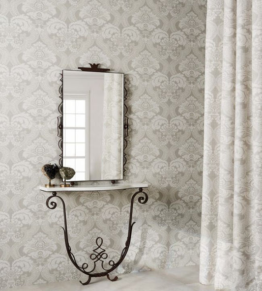 Meredith Wallpaper - White/Cream - Nina Campbell - NCW4277 - 01 - Premier Wallcovering